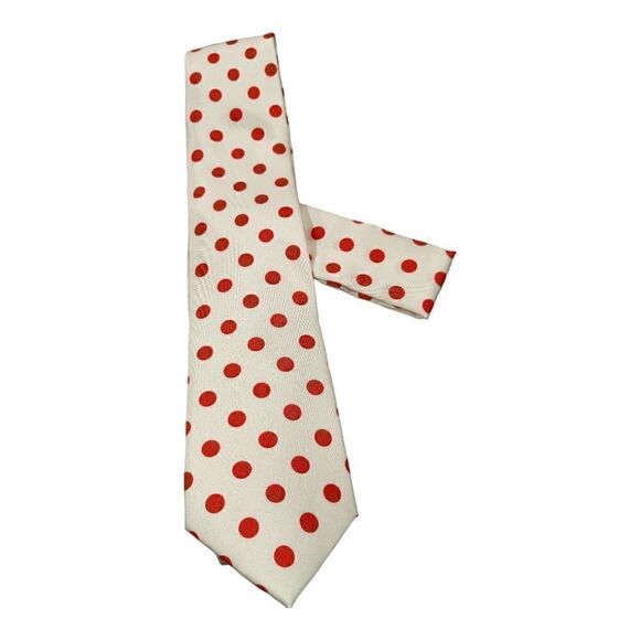 MEN'S ST. PATRICK WHITE/RED POLKA DOT TIE AND POCKET SQUARE SET. - Picture 1 of 5